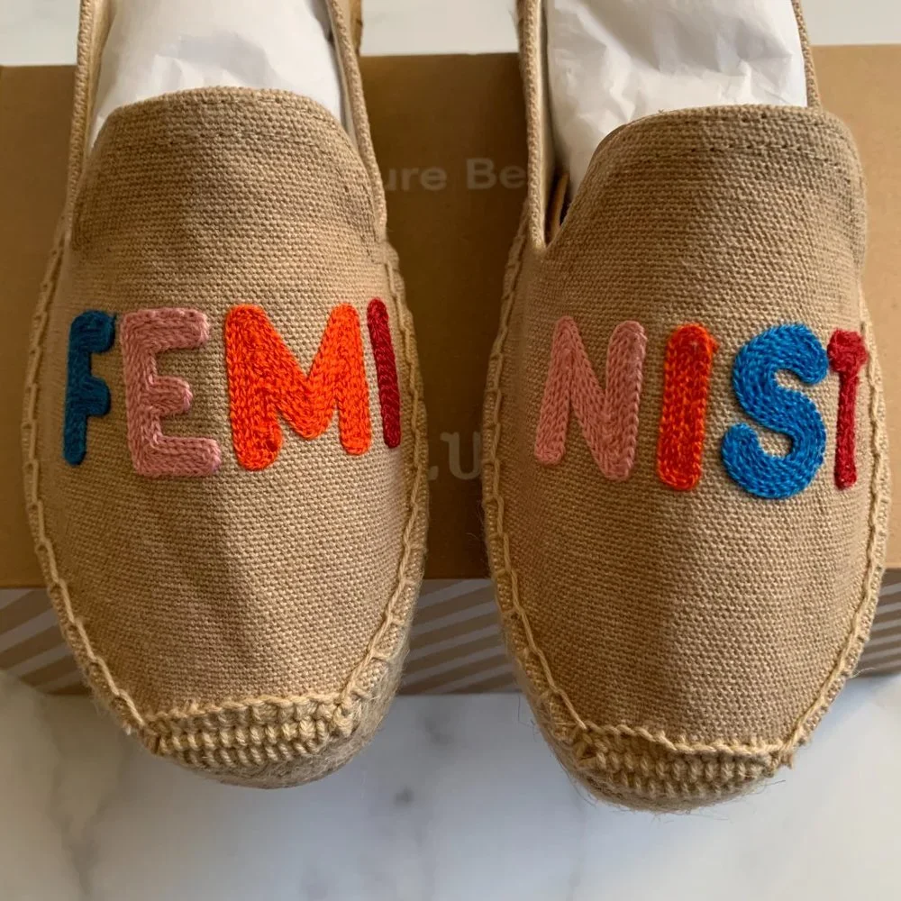 New Anthropologie Soludos feminist embroidered smoking slippers Size 5.5